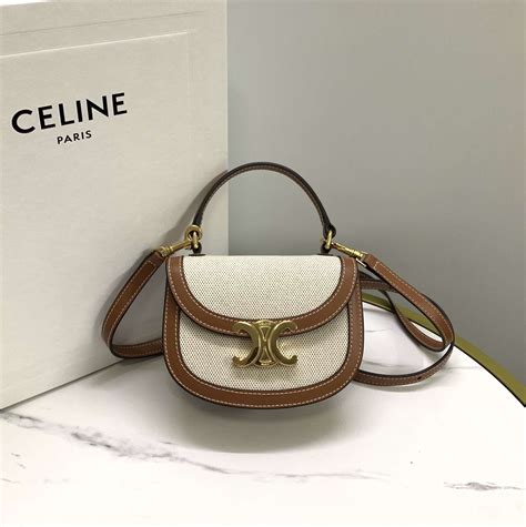 celine 马鞍包|Mini Besace in Triomphe Canvas and calfskin .